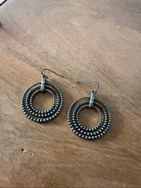 Triple-Hoop Dotted Drop Earrings - Bronze